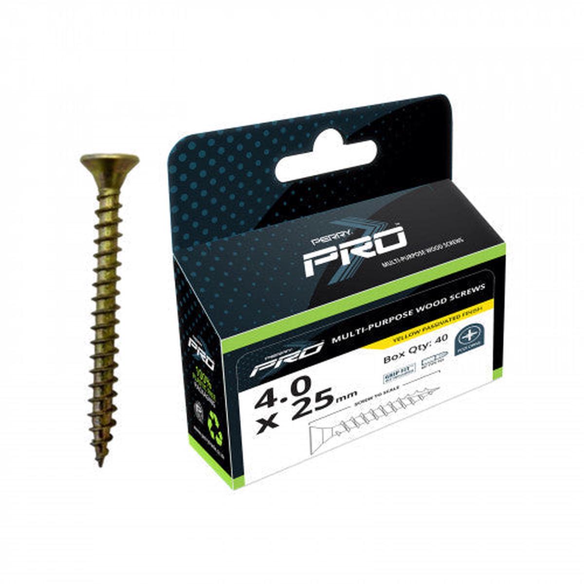 Perry Pro Multi-Purpose Wood Screws  Pozi Head (DIY Packs) – 5.0mm x 80mm x 20 Units