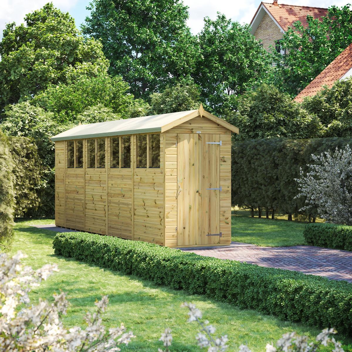 Pressure Treated Premium Apex Shed  Durable Tongue & Groove Garden Shed – 18 x 4