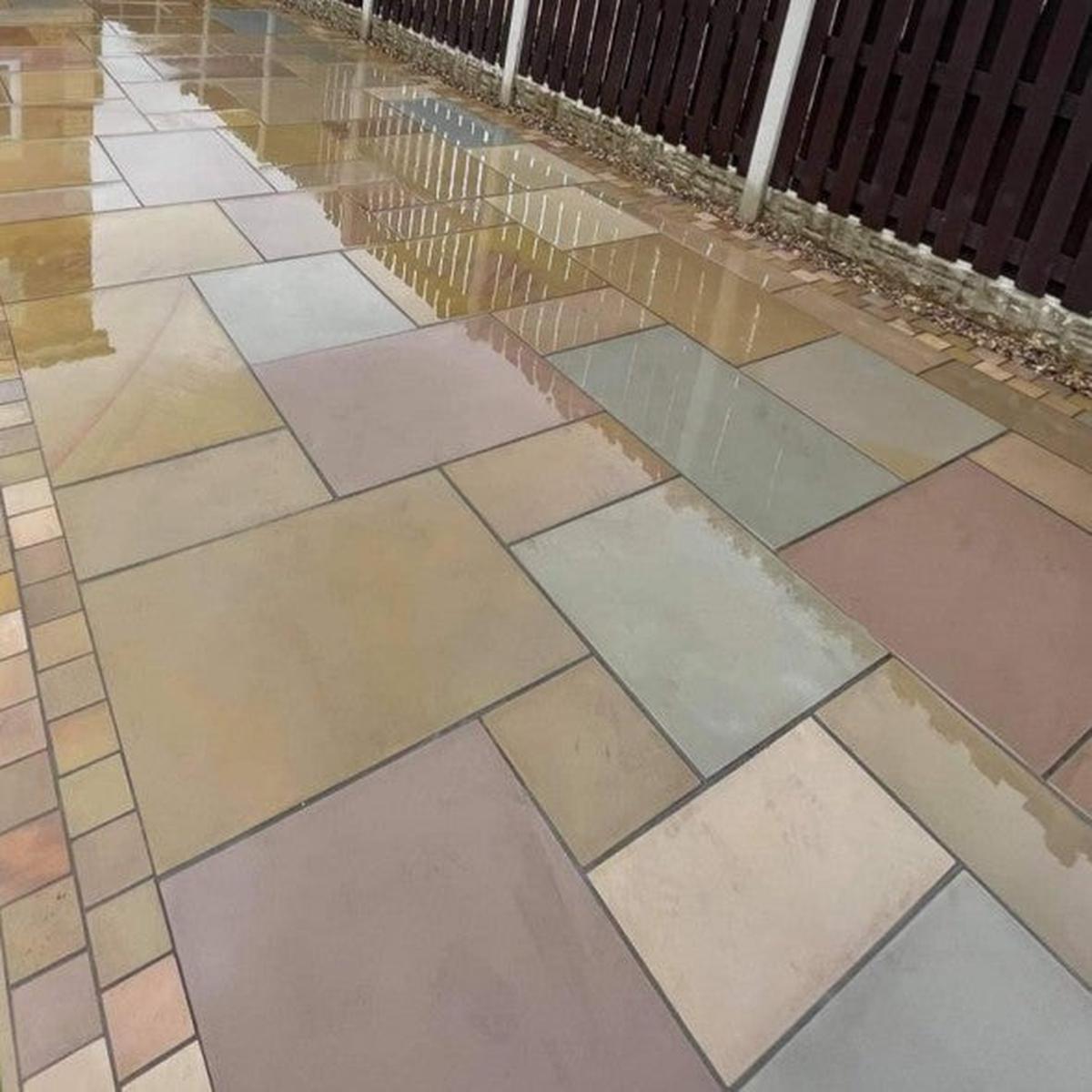 Sawn Raj Green 4 Mixed Size Patio Pack  Polished, Sawn & Honed Natural Stone – 15 SQM