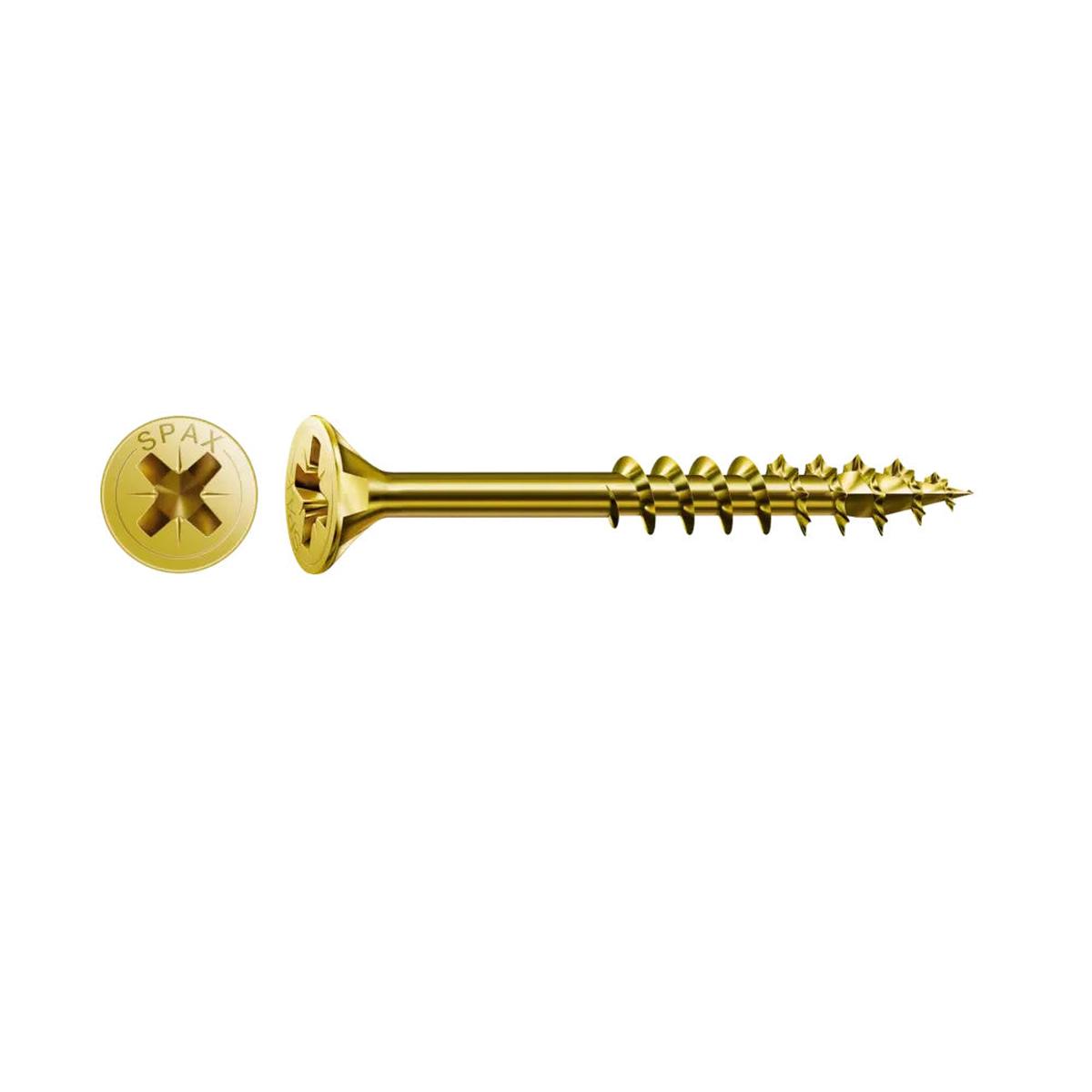 SPAX Pozi Flat CSK Yellox Coated Screws  5.0 x 100mm, PZ2 – 4081020501002 – Pack of 10