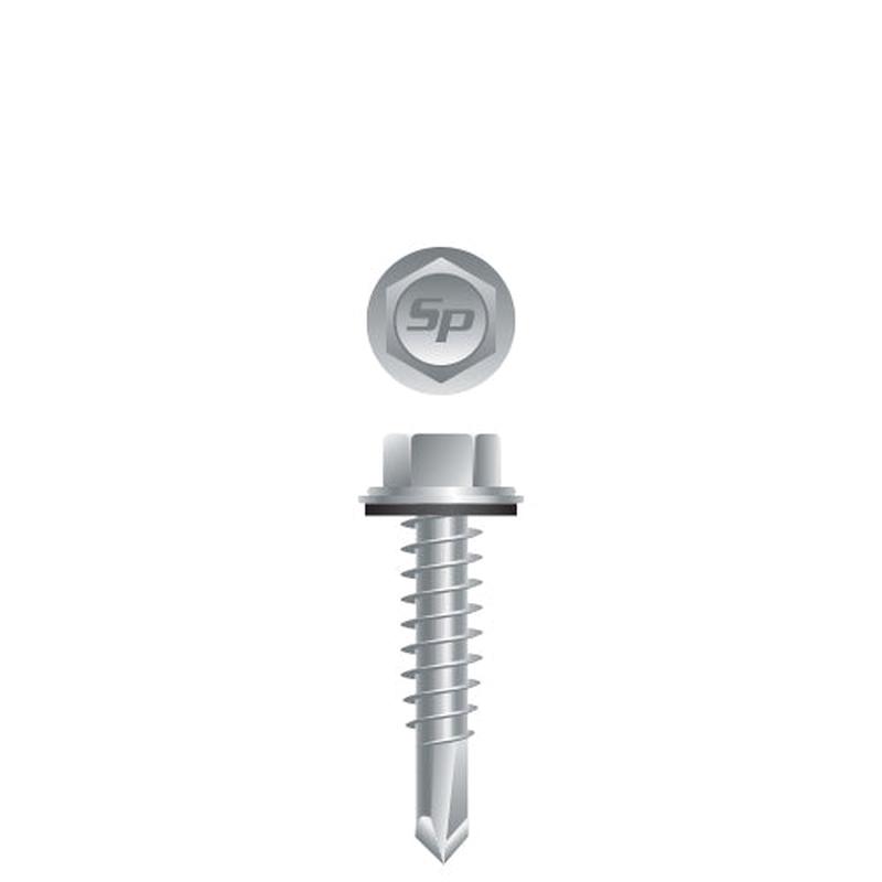 Strong-Point HA1216C Unslotted Indented Hex Washer Head, Strong-Shield Coated with 9/16 O.D. Bonded Washer, 12-14 x 1, #3 Point, Box of 3,000 Self-Drilling Screws