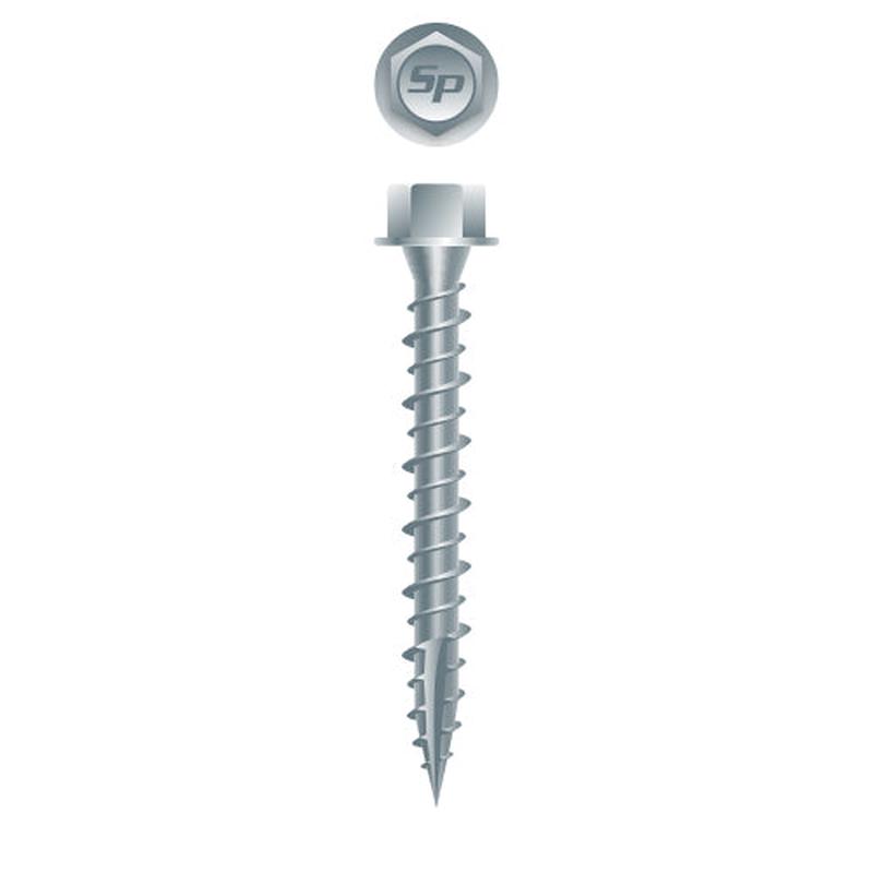 Strong-Point PG1048 Unslotted Indented Hi-Hex Washer Head w/Shoulder, Hi-Low Thread, Type ’17’, Strong Shield Coated, 10-14 x 3, Box of 1,000 Pole Gripper Screws