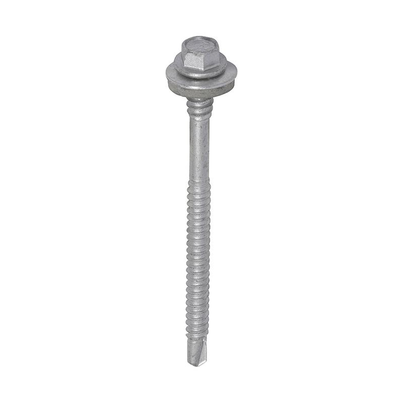 TIMCO Metal Construction Composite Panel Screws – Hex – EPDM Washer – Self-Drilling – Exterior – Silver Organic – 5.5/6.3 x 82 – 100 Pieces Box