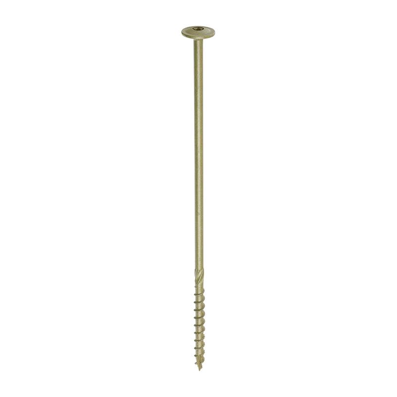 TIMCO Timber Frame Construction & Landscaping Screws - Wafer - Exterior - Green Organic - 8.0 x 250 - 50 Pieces Box