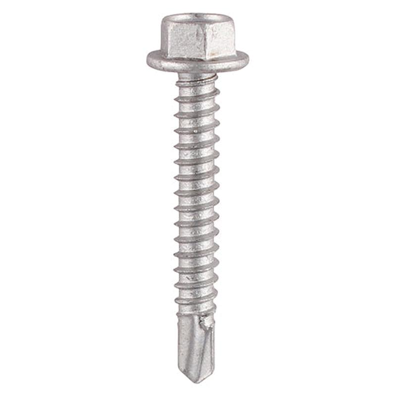 TIMCO Metal Construction Light Section Screws - Hex - Self-Drilling - Exterior - Silver Organic - 5.5 x 25 - 200 Pieces TIMbag