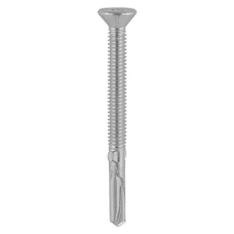 TIMCO Metal Construction Timber to Heavy Section Screws - Countersunk - Wing-Tip - Self-Drilling - Exterior - Silver Organic - 5.5 x 65 - 200 Pieces Box