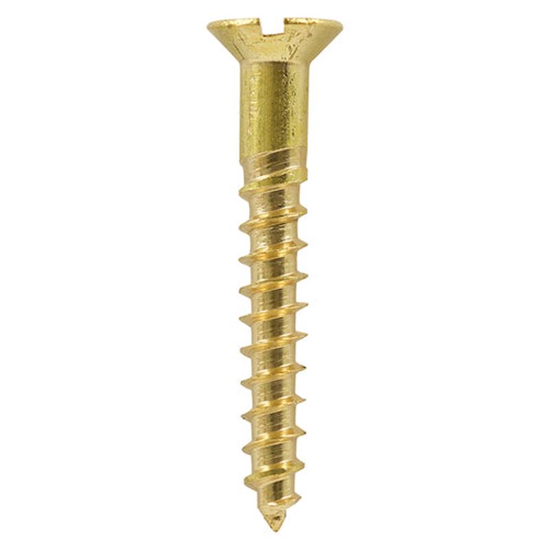 TIMCO Solid Brass Timber Screws - SLOT - Countersunk - 2 x 3/8 - 200 Pieces Box