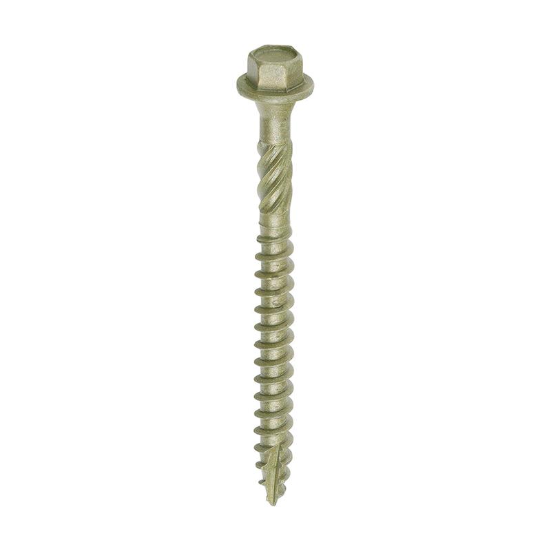 TIMCO Timber Frame Construction & Landscaping Screws - Hex - Exterior - Green Organic - 6.7 x 75 - 50 Pieces Box
