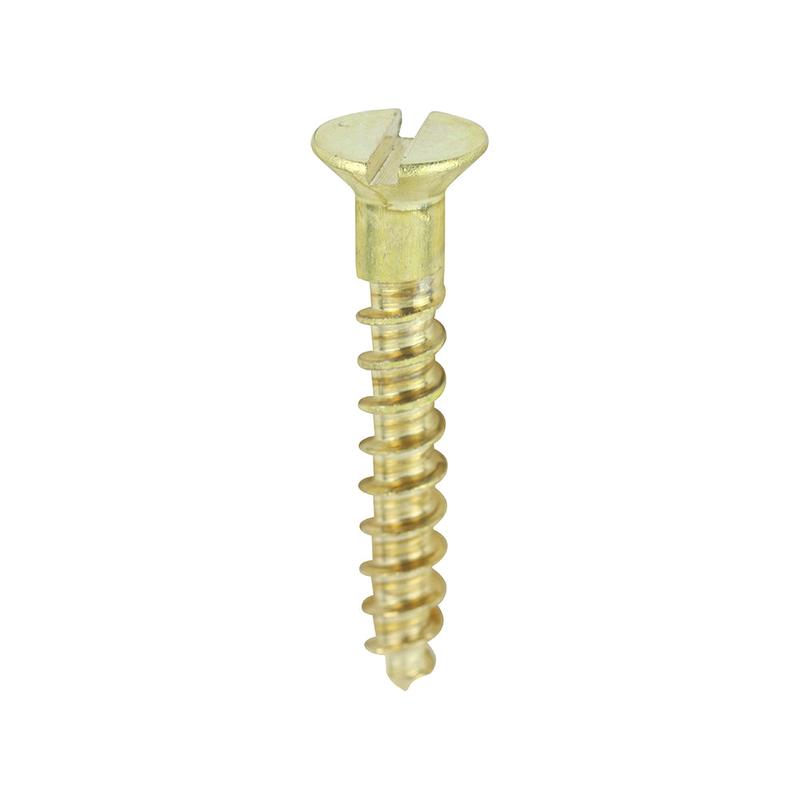 TIMCO Solid Brass Timber Screws - SLOT - Countersunk - 4 x 3/4 - 200 Pieces Box