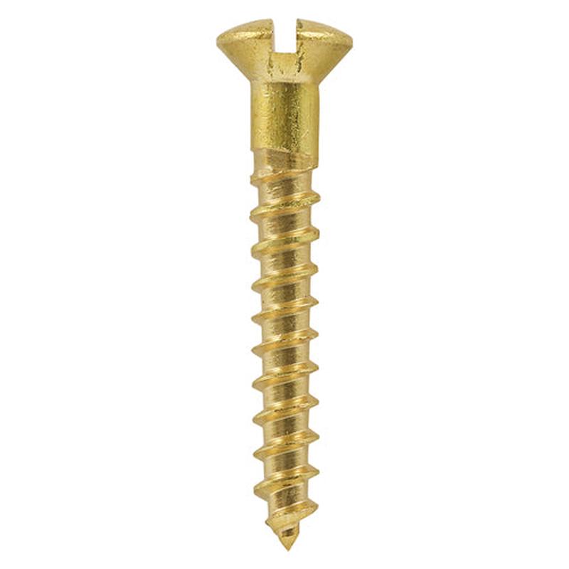 TIMCO Solid Brass Timber Screws - SLOT - Raised Countersunk - 8 x 2 - 200 Pieces Box