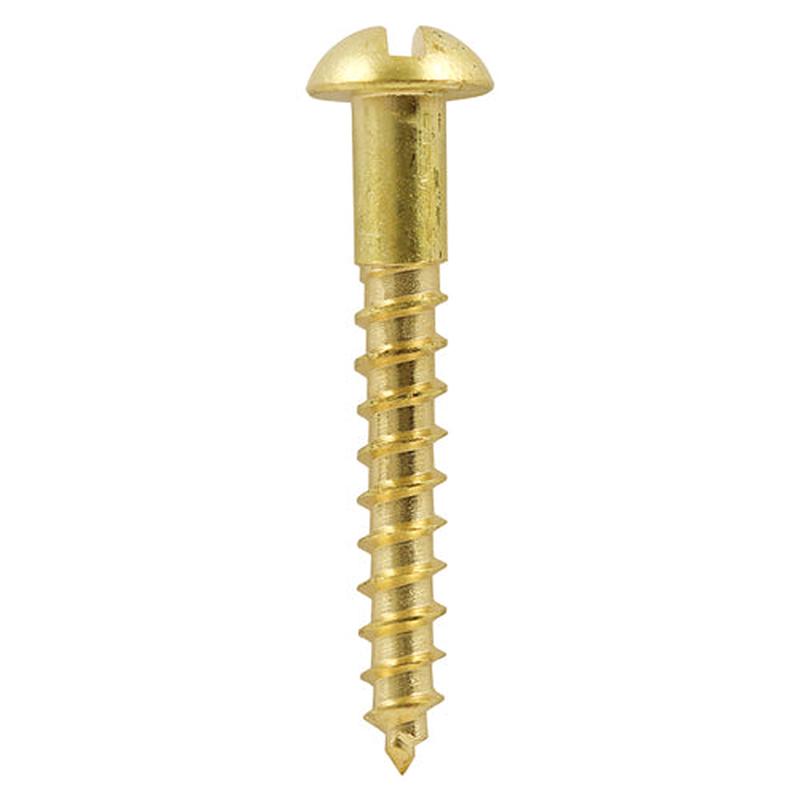 TIMCO Solid Brass Timber Screws - SLOT - Round - 6 x 1 1/2 - 200 Pieces Box