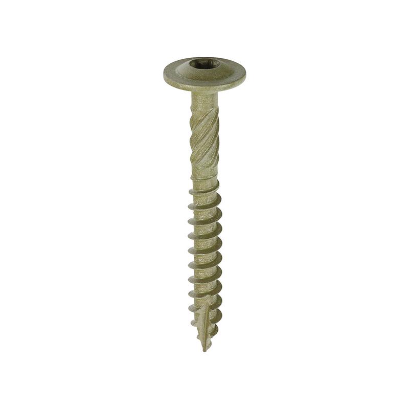 TIMCO Timber Frame Construction & Landscaping Screws - Wafer - Exterior - Green Organic - 6.7 x 60 - 50 Pieces Box