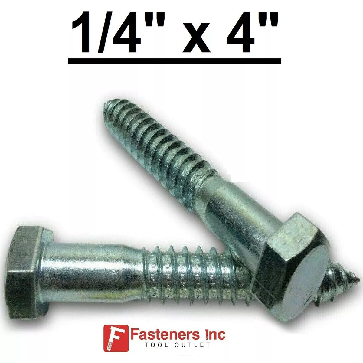 (Choose Qty) 1/4" x 4" Zinc Plated Hex Head Lag Bolt Screws A307