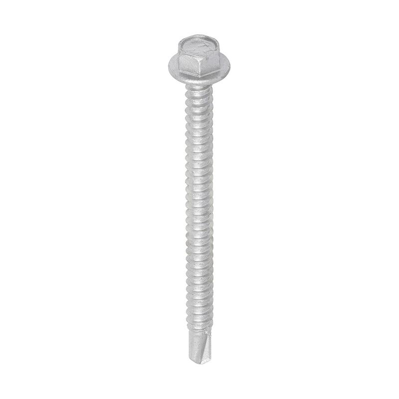 TIMCO Metal Construction Light Section Screws - Hex - Self-Drilling - Exterior - Silver Organic - 5.5 x 70 - 100 Pieces Box