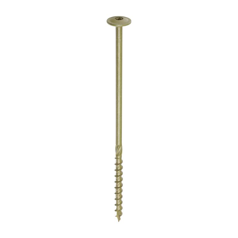 TIMCO Timber Frame Construction & Landscaping Screws - Wafer - Exterior - Green Organic - 8.0 x 200 - 50 Pieces Box