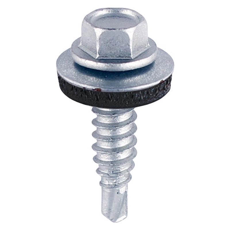 TIMCO Metal Construction Stitching Screws - For Sheet to Sheet - Hex - EPDM Washer - Self-Drilling - Zinc - 6.3 x 22 - 100 Pieces Bag