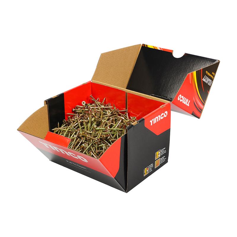 TIMCO Velocity Premium Multi-Use Screws - PZ - Double Countersunk - Yellow - 4.0 x 50 - 1000 Pieces Box