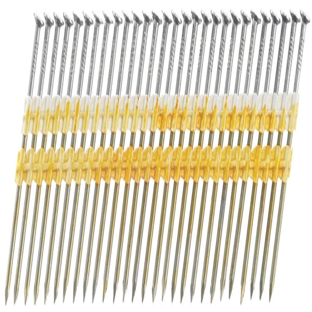 Senco KD28APBSN Series Collated Nail, Plastic Strip Collation, 3-1/4 in L, Steel, Bright Basic, Full Round Head