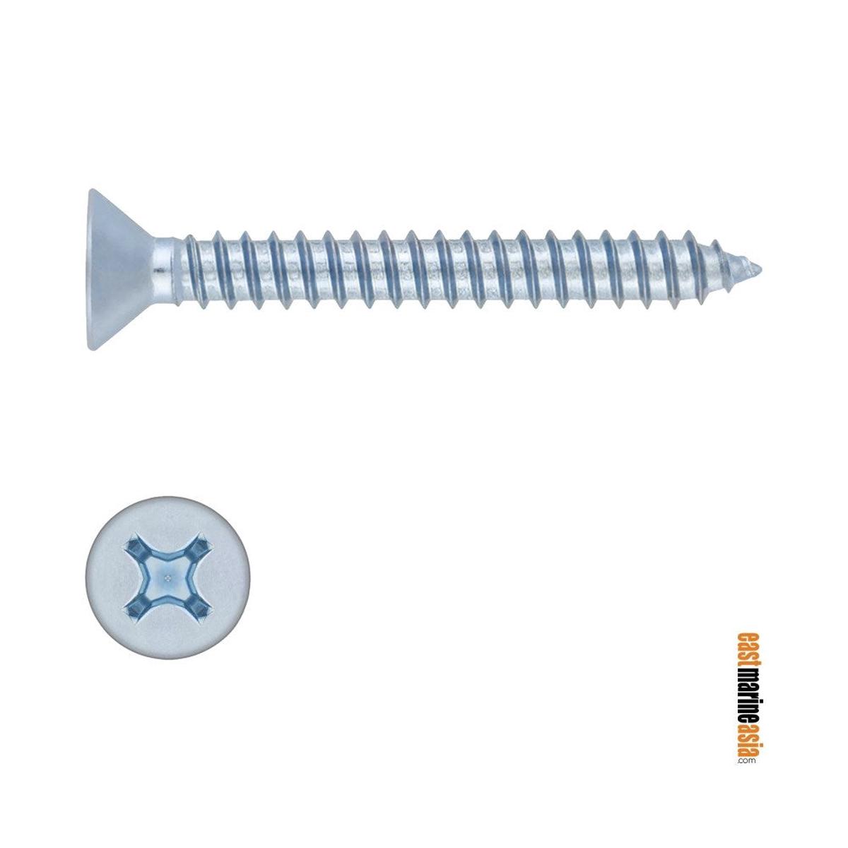 Stainless Steel 316 Self Tapping Screw Counter Sunk Philips Flat Head (DIN 7982) - M5.5 x 60 mm | Pack of 5 | Pack (112220)