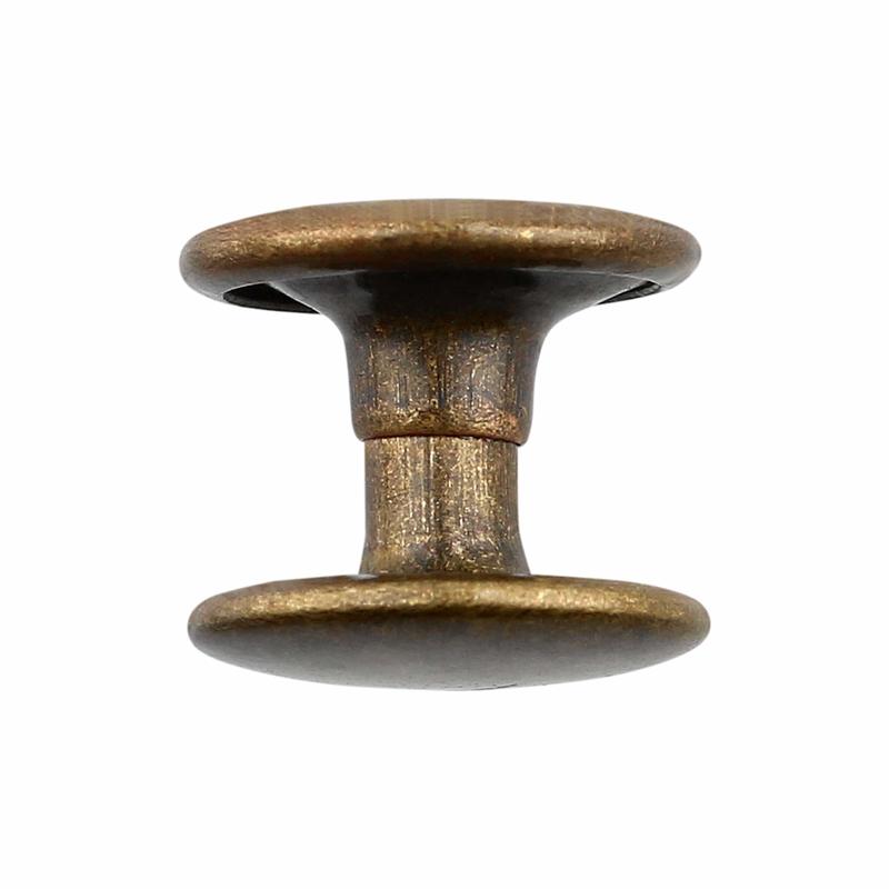 8mm Antique Brass, 11mm Head Diameter Double Cap Jiffy Rivets, Iron, 100-pack