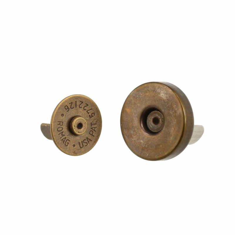 18mm Antique Brass, Thin Profile Magnetic Snap, Steel