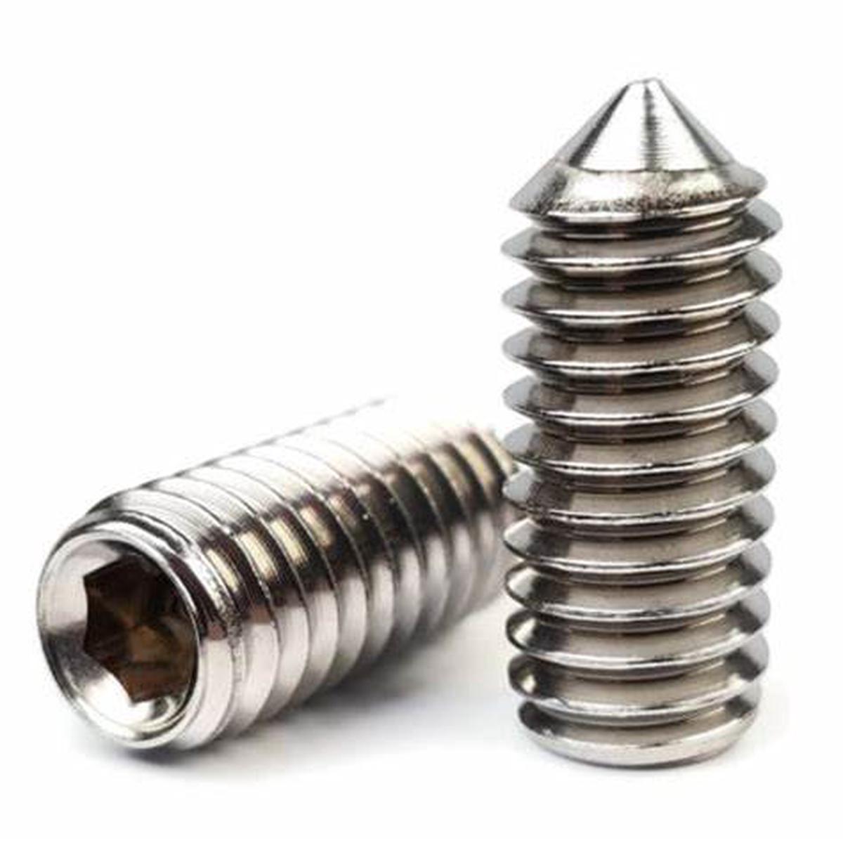 Socket Set Screw 18-8 Stainless Steel, fine thread 1/4-28 x 3/16 (CONE POINT )