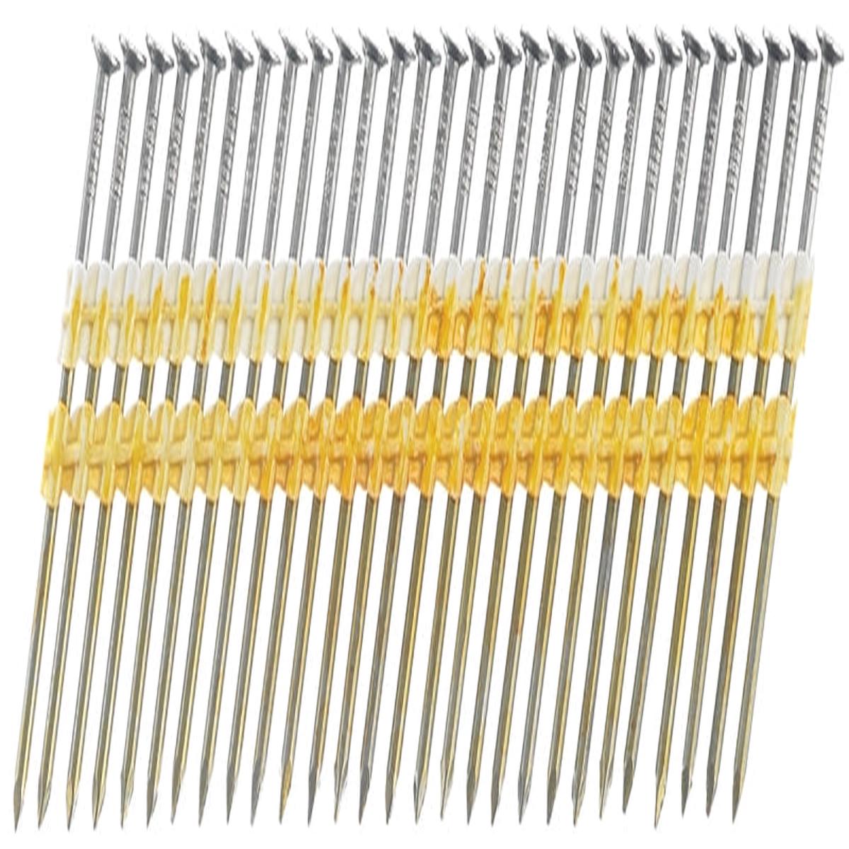 Senco HD27APBSN Series Collated Nail, Plastic Strip Collation, 3 in L, Steel, Bright Basic, Full Round Head