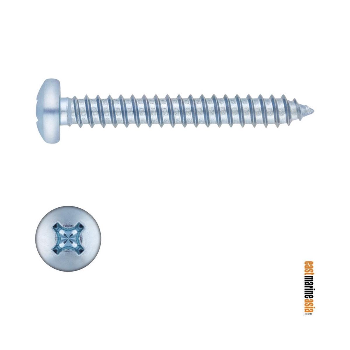 Stainless Steel 316 Self Tapping Screw Philips Pan Head (DIN 7981) - M6.3 x 70 mm | Pack of 2 | Pack (112179)