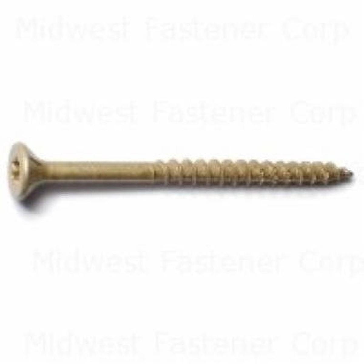 SaberDrive 50754 Deck Screw, #9 Thread, 2-1/2 in L, Serrated Thread, Bugle Head, Star Drive, Type 17 Point, Tan, Steel