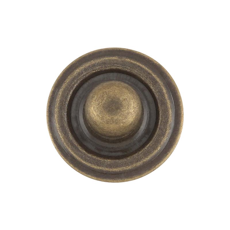 15/32" Antique Brass, Parallel Spring Snap Stud, Solid Brass