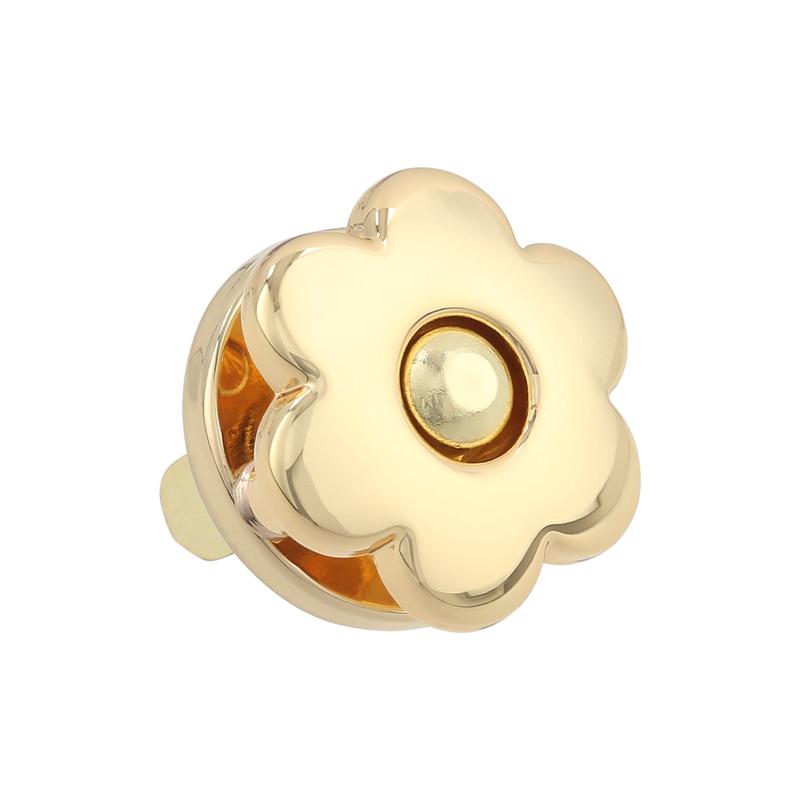 15mm Shiny Gold, Flower Magnetic Snap, Steel
