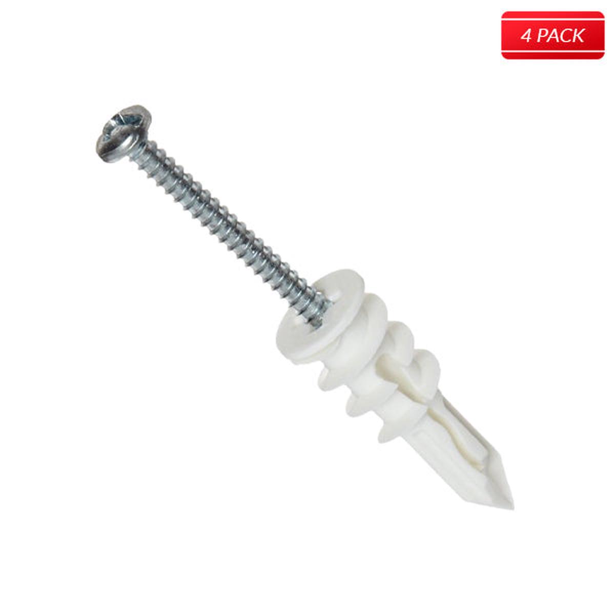 TOGGLER SnapSkru SP Self-Drilling Drywall Anchor, w/ 4 #6 x 1" combo head screws