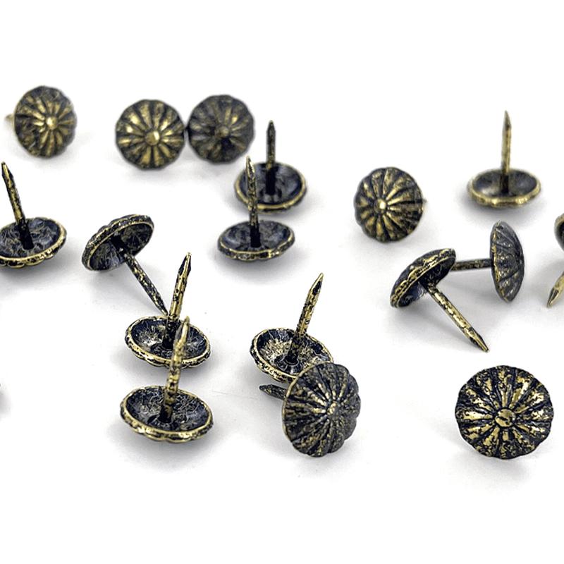 10mm Dk Antique Brass, Upholstery Nail, Steel - 24 pk