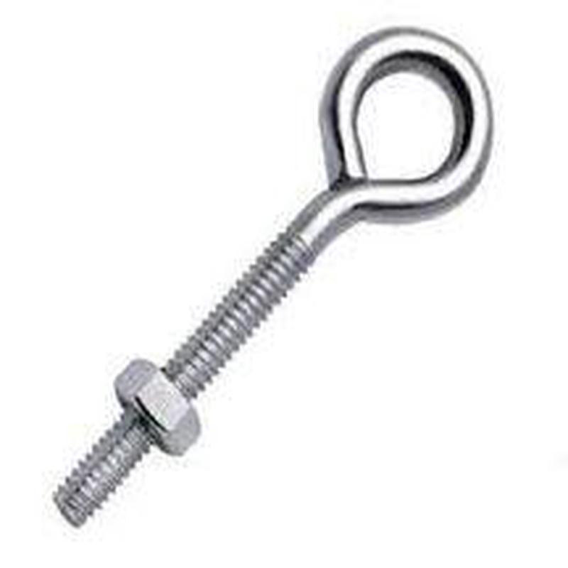 [10 PKG] Eye Bolts with Nut Standard Wire Machine Screw Threads Zinc Plated 3/8 X 4