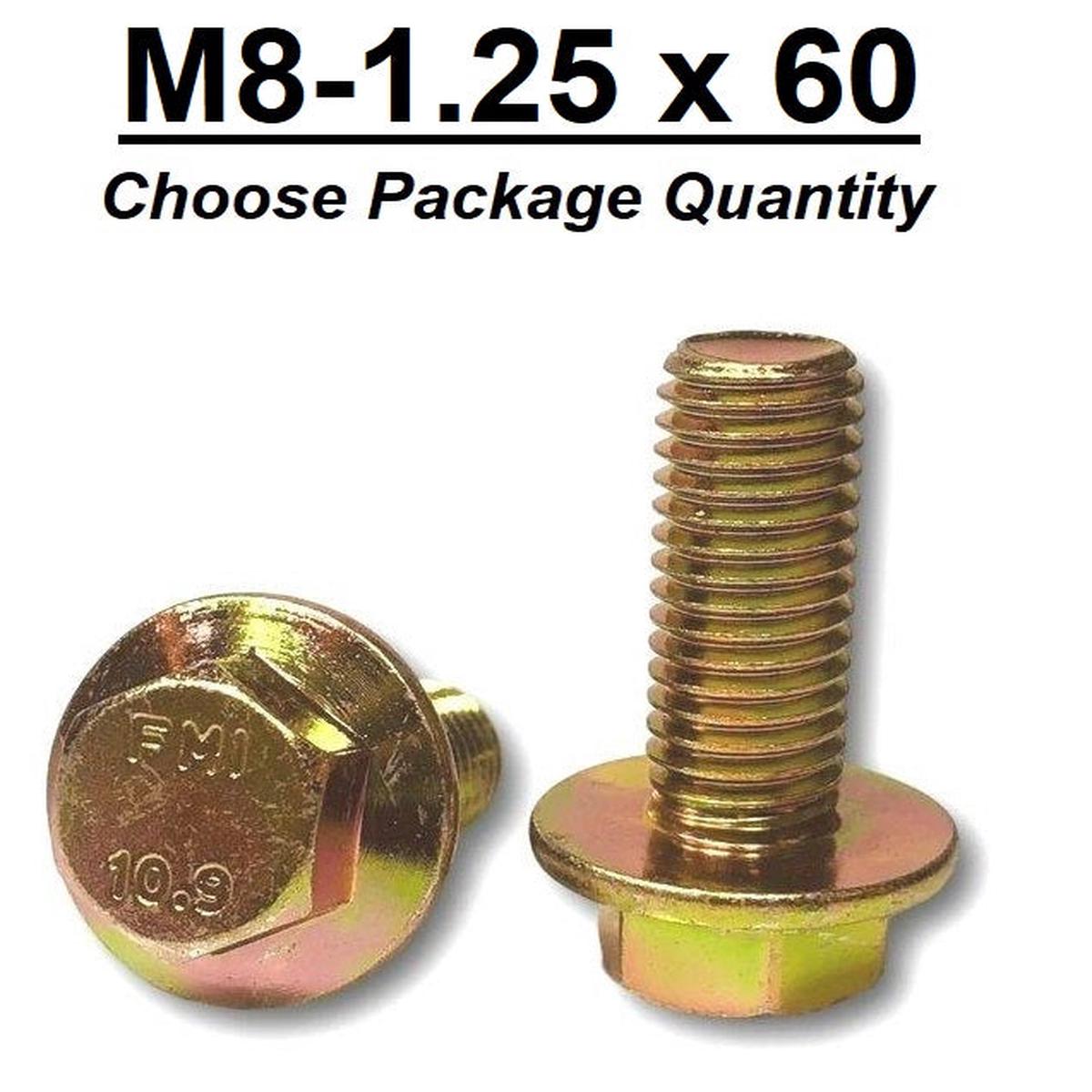 M8-1.25 x 60mm Grade 10.9 Hex Metric Flange Bolts Yellow Zinc Hardened
