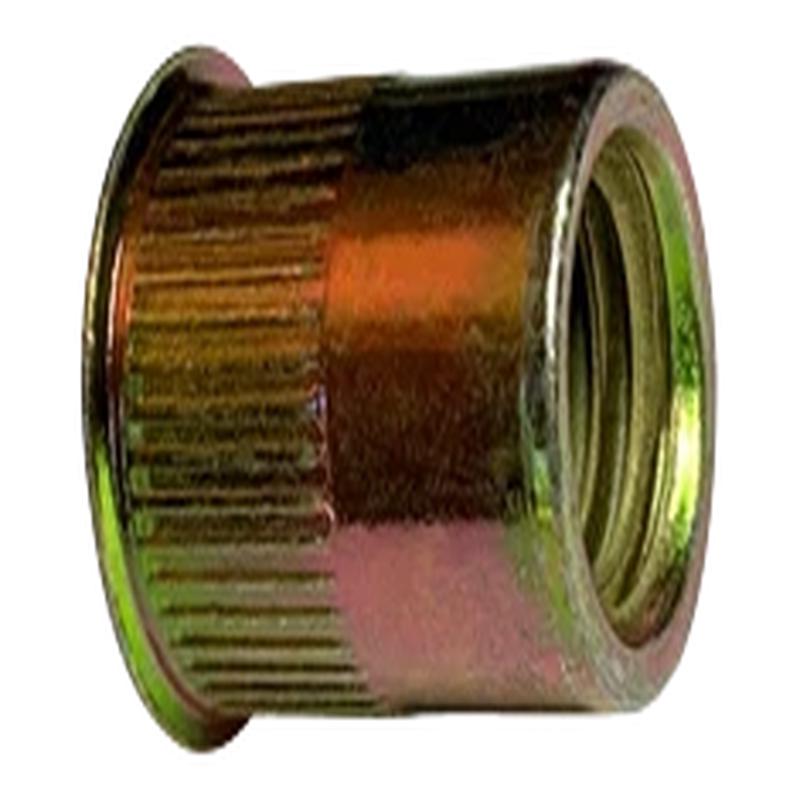 [1000 BULK] Rivet Nuts Flat Head Threaded Inserts Large Flange Open End Steel Zinc Yellow Dichromate Plated 8/32-.075