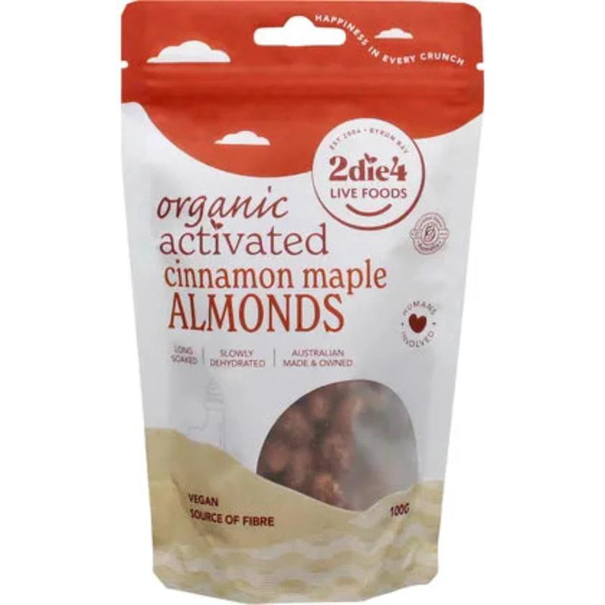 2DIE4 LIVE FOODS Organic Activated Almonds Cinnamon Maple 100g