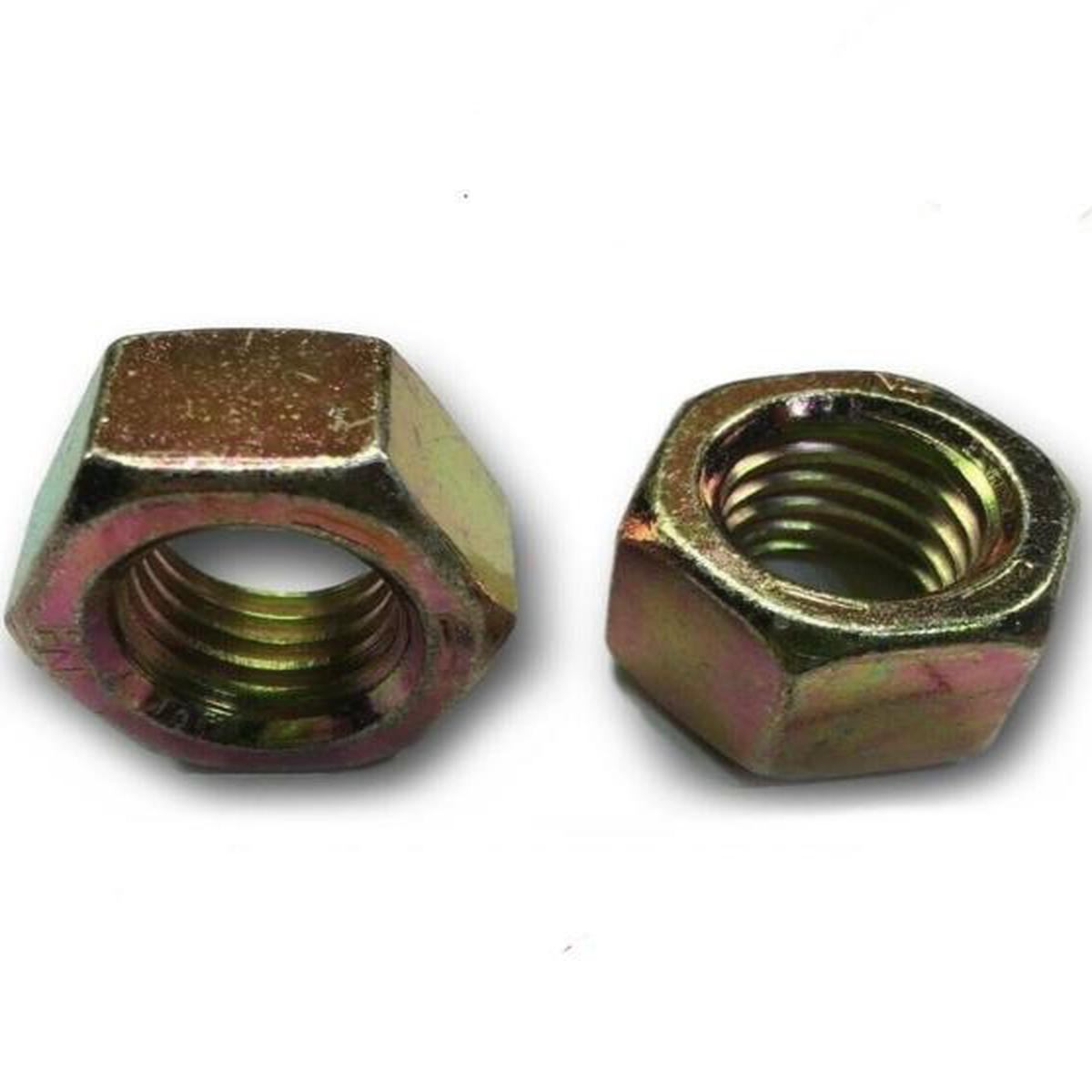 3/8"-16 Grade 8 Finish Hex Nuts Yellow Zinc Plated Hardened