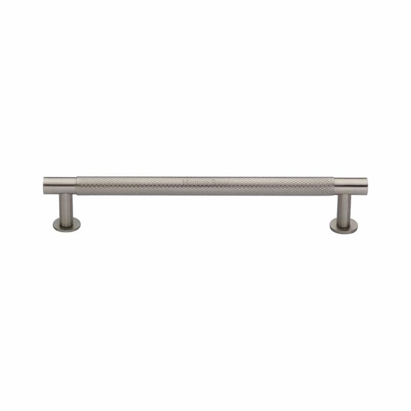 Heritage Brass - Cabinet Pull Partial Knurled Design with Rose 160mm CTC Satin Ni