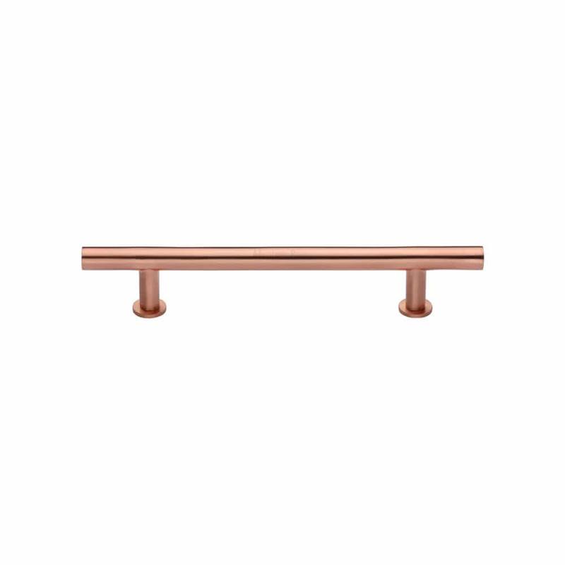 Heritage Brass - Cabinet Pull T-Bar Design with 16mm Rose 128mm CTC Satin Rose Go