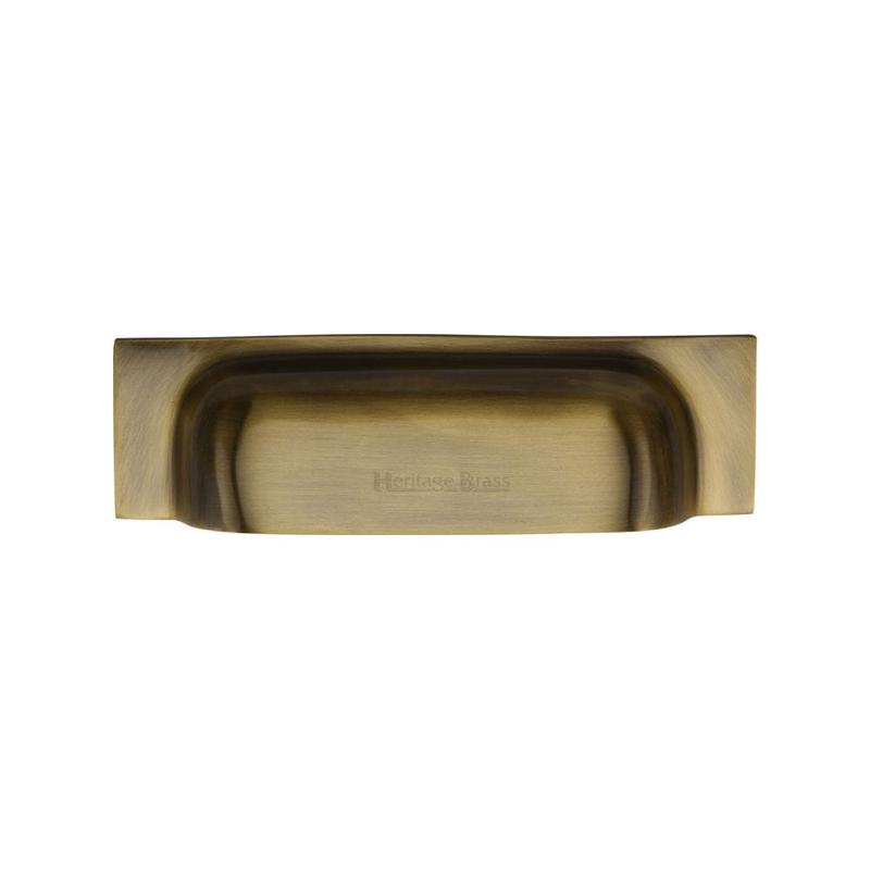 Heritage Brass - Drawer Cup Pull Military Design 96mm CTC Antique Brass Finish