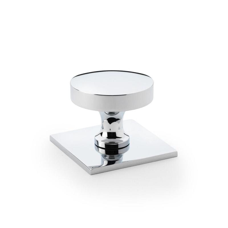 Alexander & Wilks Bullion Cupboard Knob on Square Backplate - Polished Chrome
