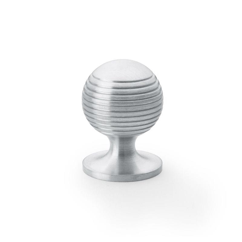Alexander & Wilks Caesar Cupboard Knob on Round Rose - Satin Chrome - 32mm