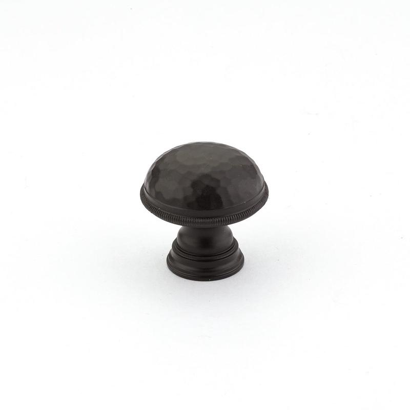 Schaub Knob, Hammered, Knurled Edge, Oil Rubbed Bronze, 1.25" dia 571-10B
