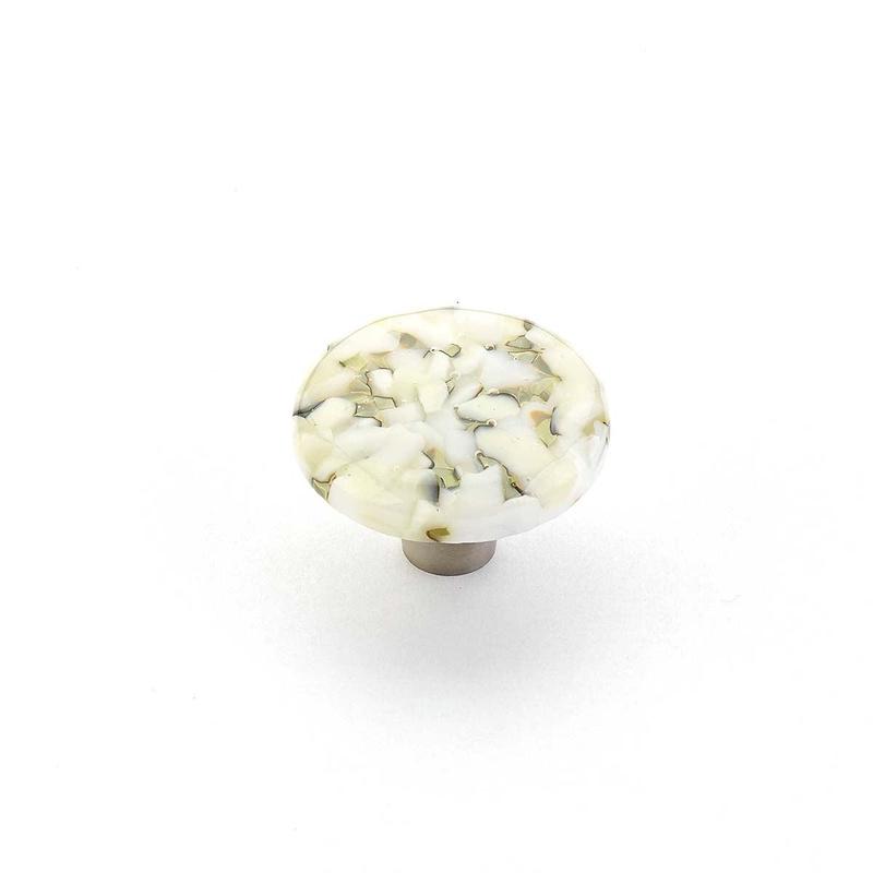Schaub Knob, Round, White Lace Pebbles, 1.5" dia 31-WLP