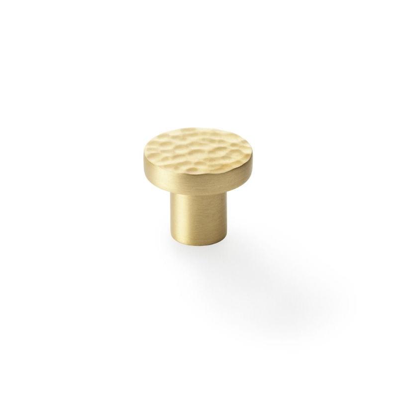 Alexander & Wilks Hanover Hammered Cupboard Knob - Satin Brass - 30mm
