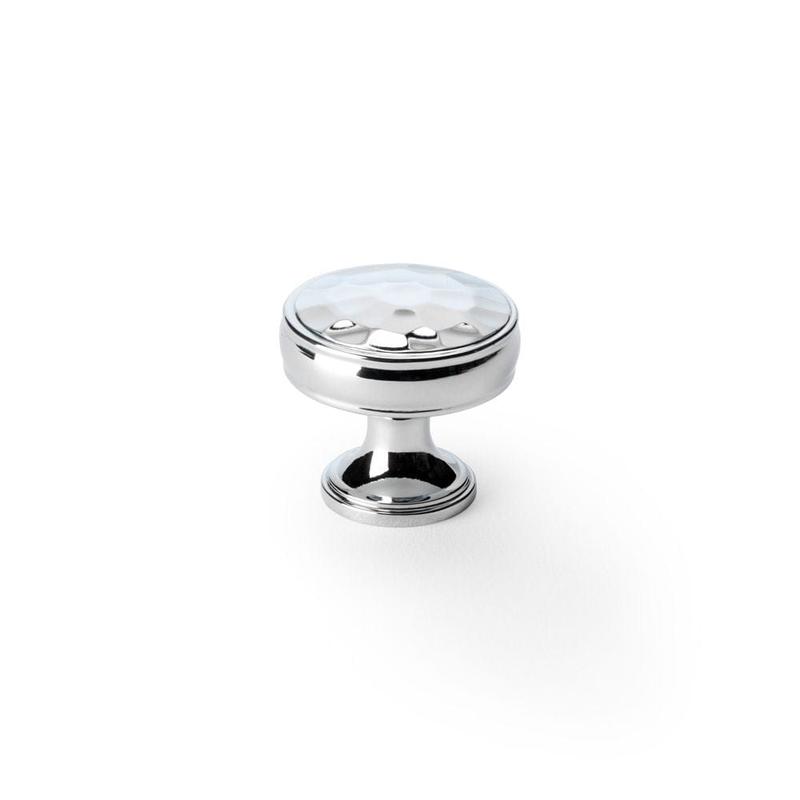Alexander & Wilks Lynd Hammered Cupboard Knob - Polished Chrome - 32mm