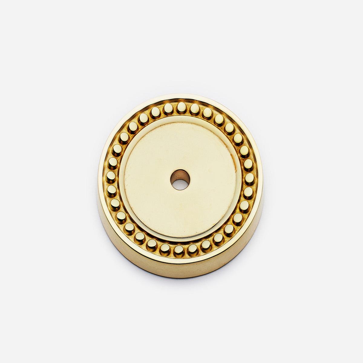 Beaded Round Backplate, 1.5" - Unlacquered Polished Brass
