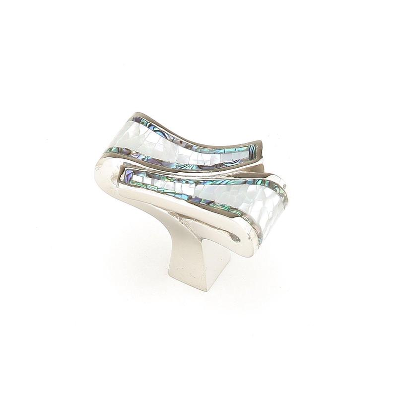 Schaub and Company Knob, White Mother of Pearl,Imperial Shell, Polished Nickel, 1-7/8" x 1" dia 661-PN