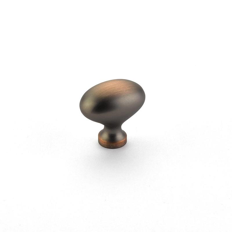 Schaub Knob, Oval, Aurora Bronze, 1.375" dia 719-AUB